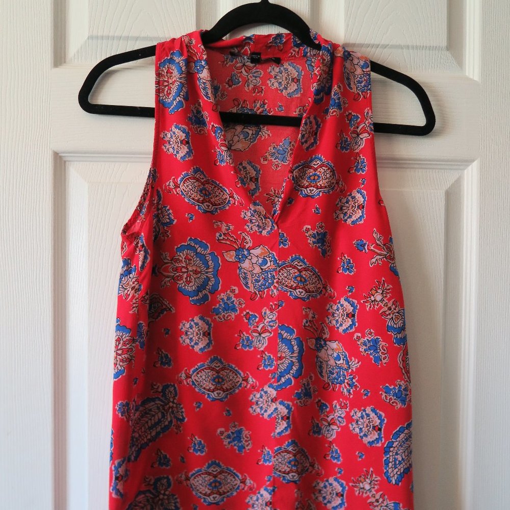 Bright Red Sleeveless Blouse